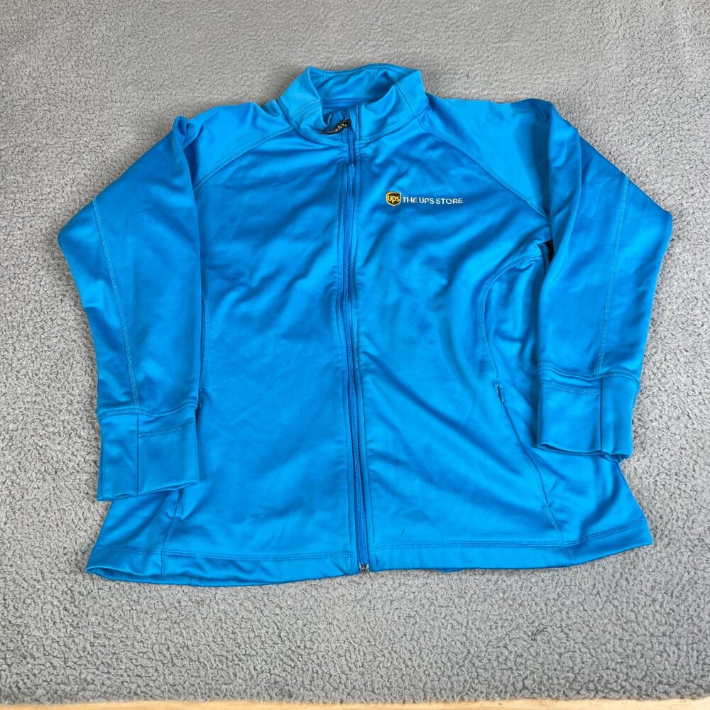 UPS Employee Jacket Womens XL Blue Full Zip Uniform Long Sleeve Logo Pockets